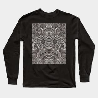 Grayscale Aesthetic Fractal Artwork - Black and White Abstract Artwork Long Sleeve T-Shirt